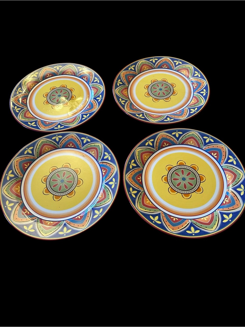 Pier 1 Mexicali Ironstone Multicolor Dinner Plates - Set of 4